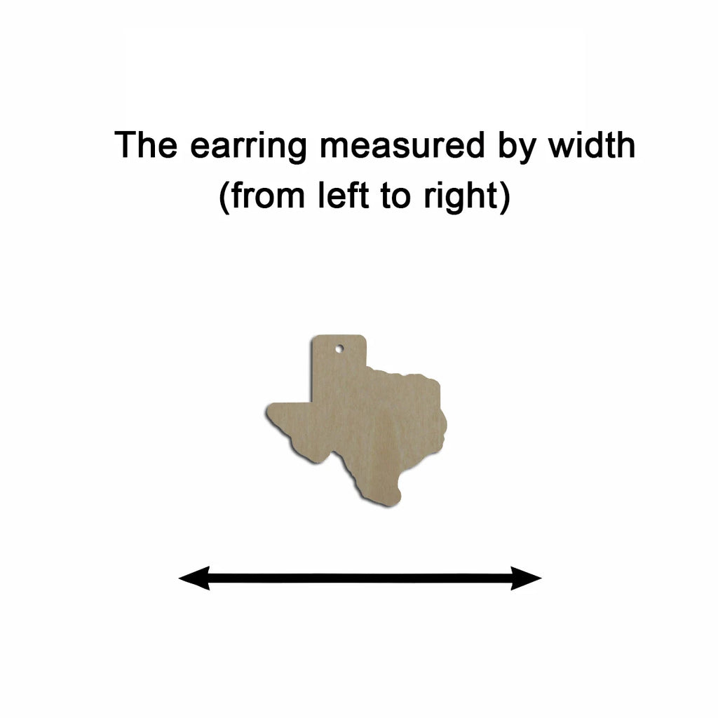 10pcs Multiple Size Unfinished Wooden Blanks Texas State Cutout Shape Dangle Earring For Jewelry Supplier