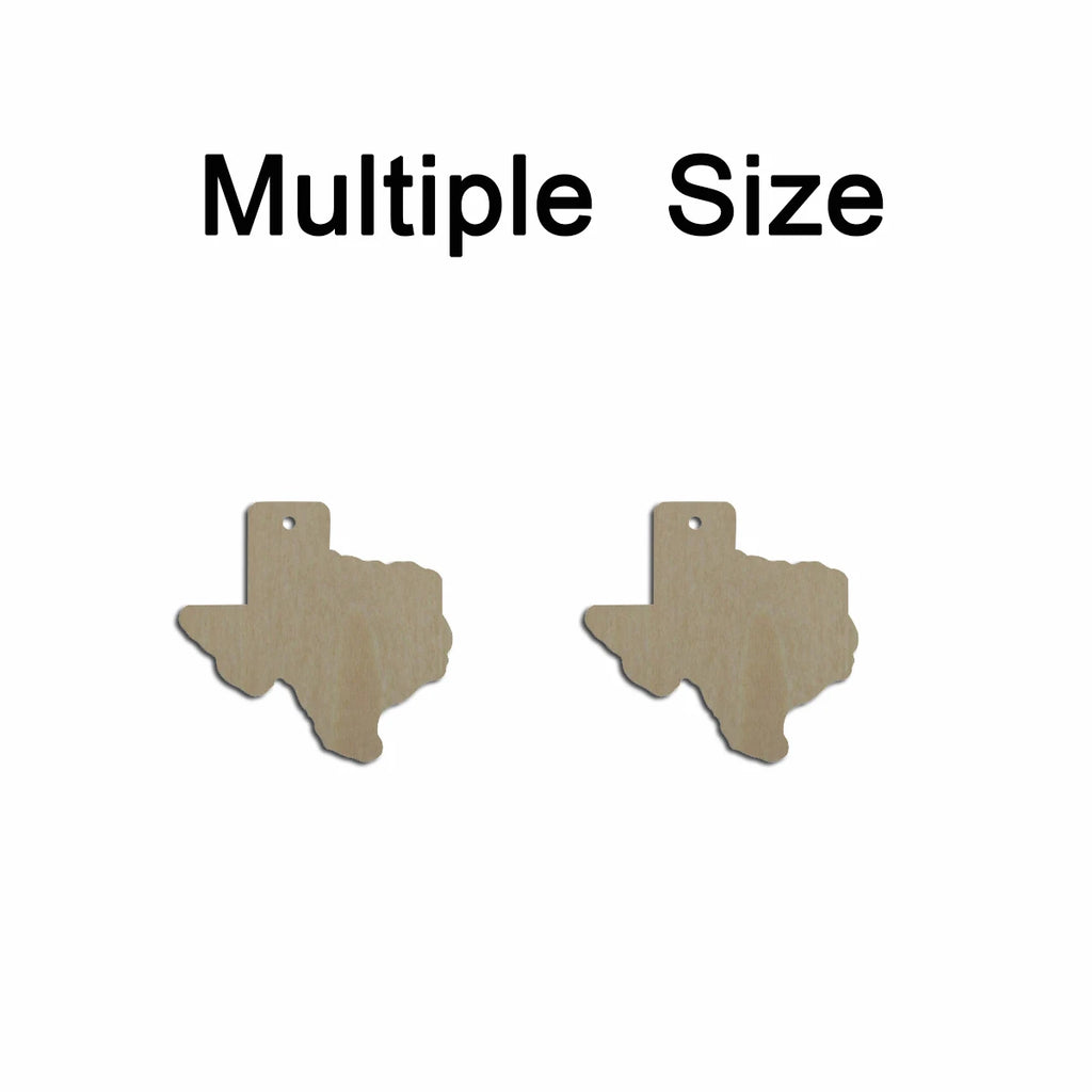 10pcs Multiple Size Unfinished Wooden Blanks Texas State Cutout Shape Dangle Earring For Jewelry Supplier
