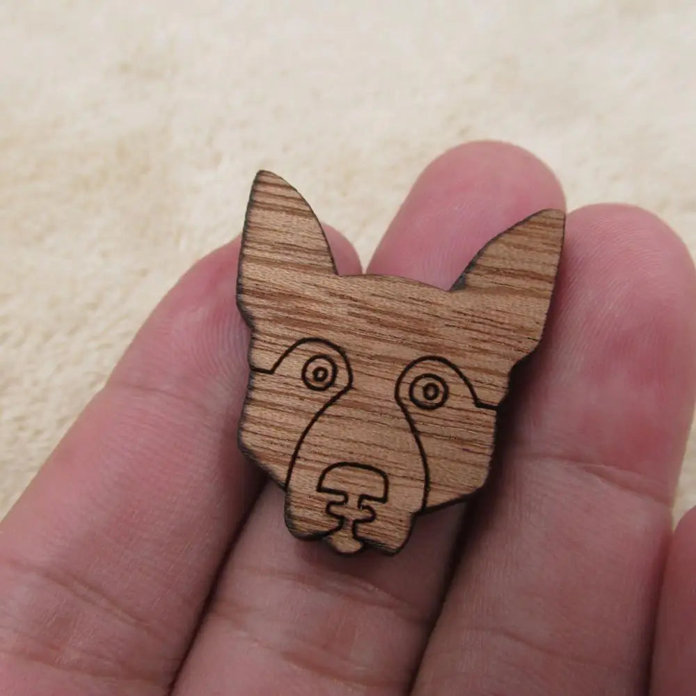 Unfinished Wood Accessory Geometric Animal Dog Shape Engraved Wooden Charms For DIY Jewerly Making