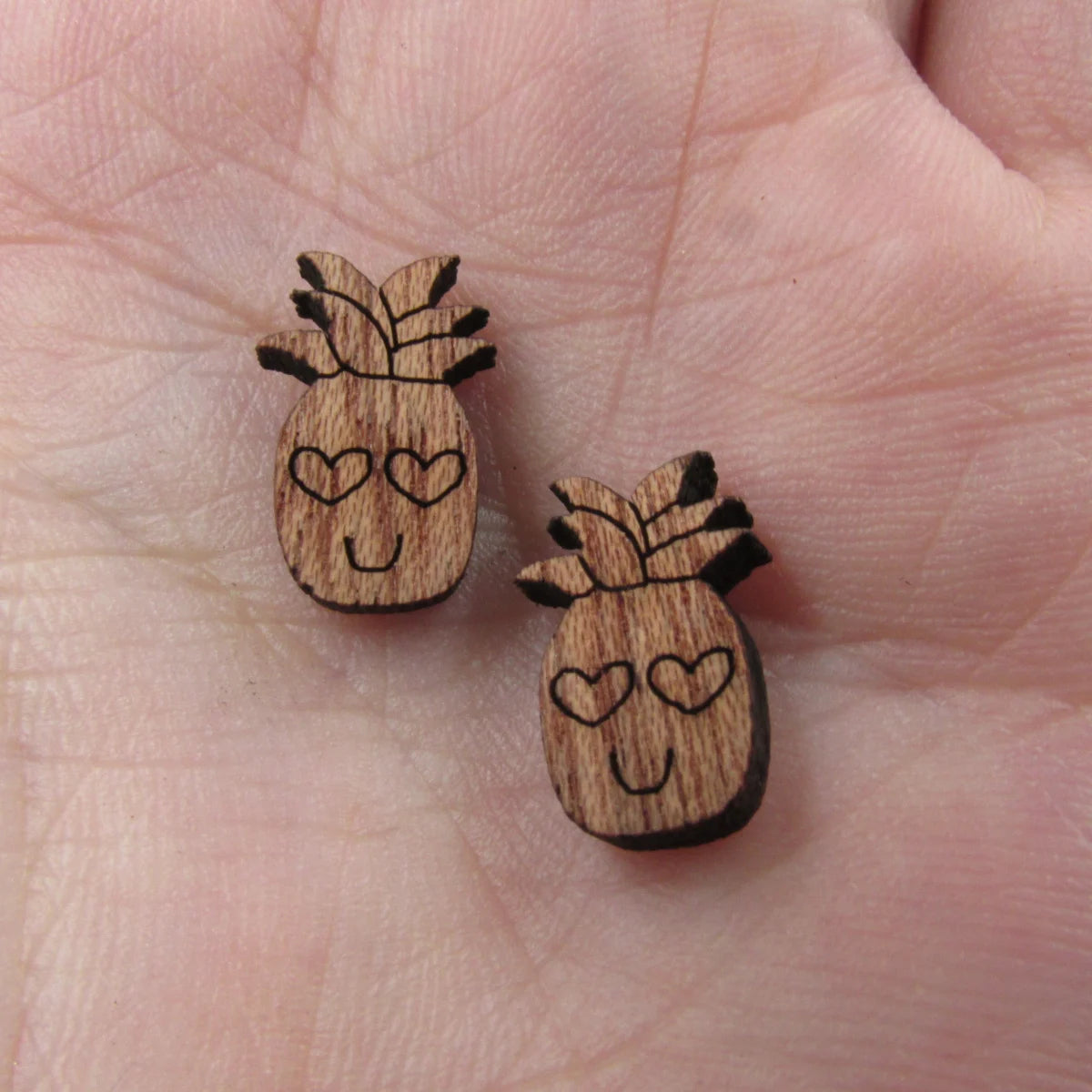 5 Pairs Unfinished Laser Engraved Wood Cabochon Shape Plants Pinapple Charms Wooden Jewerly Earrings Suppliers