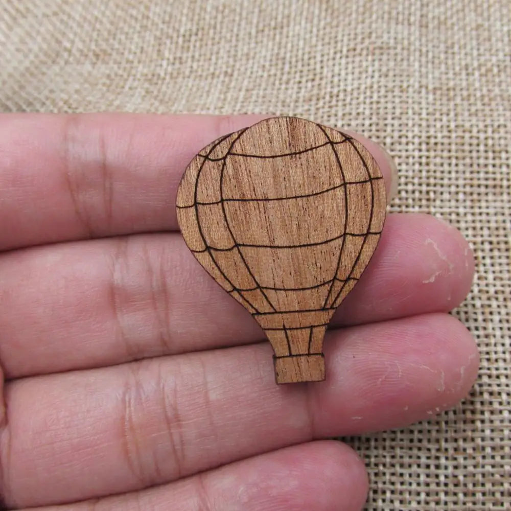 Unfinished Plane Rocket Hot Air Ballon Planet UFO Wood Shape Cutout for Pendant Pin Brooch Making Wooden DIY Craft
