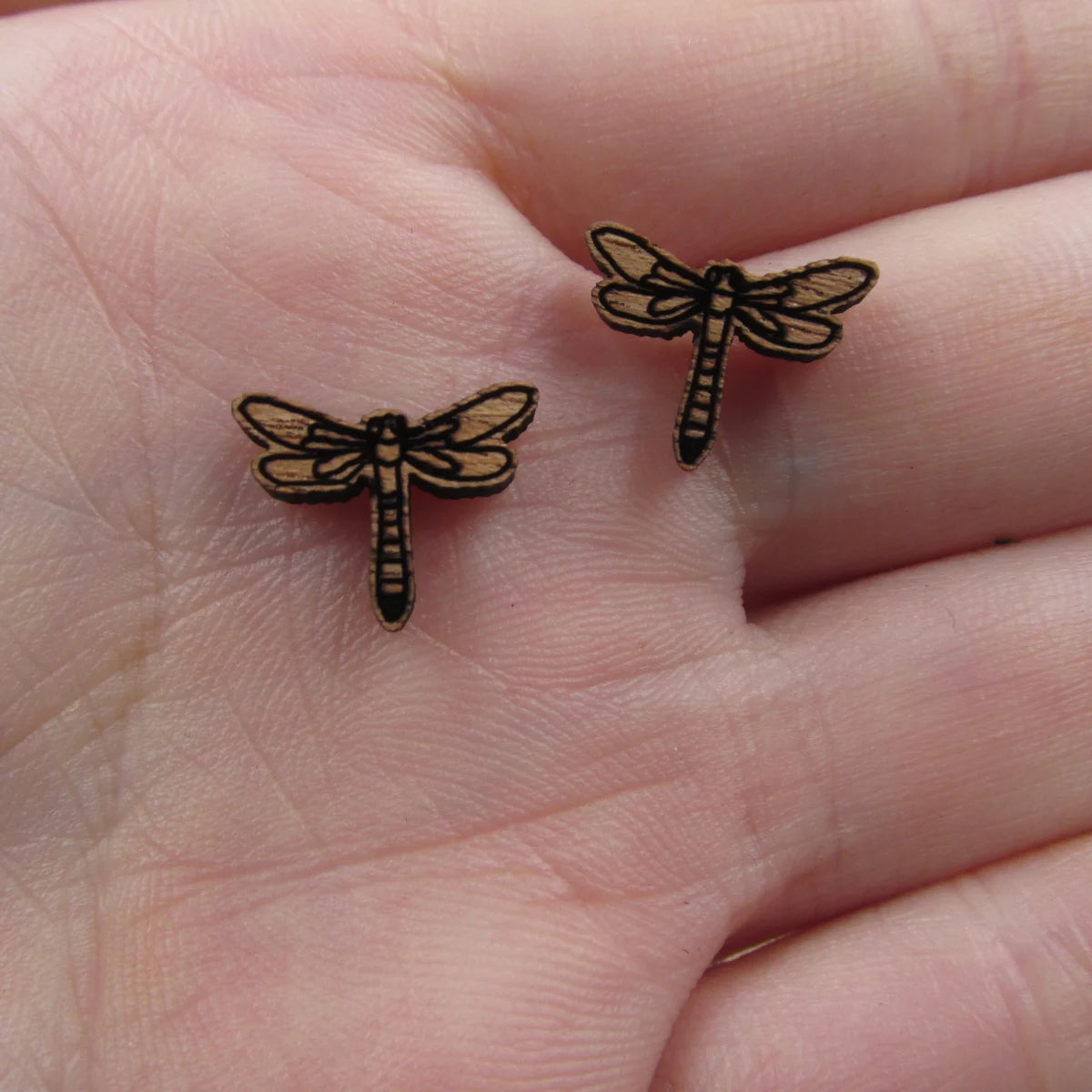 5 Pair Unfinished Wooden Cabochon Laser Cut Insect Dragonfly Jewerly Accessory For DIY Handmade Earring Stud