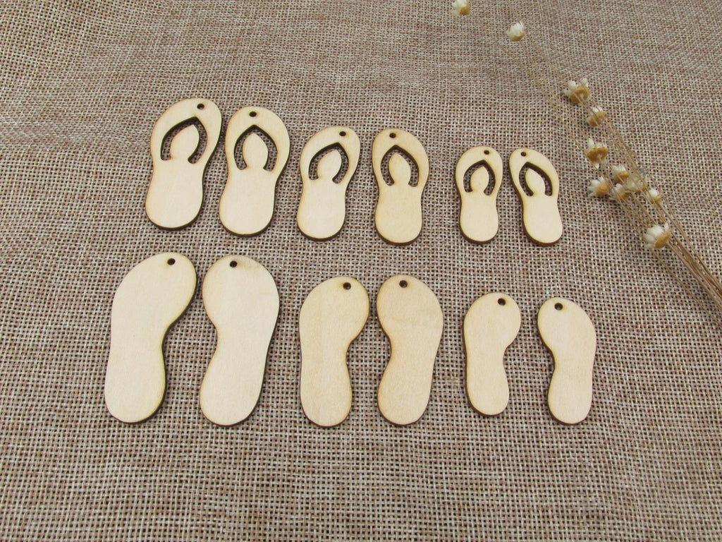 Unfinished Wooden Earrings Pendants Blank Beach Flip Flops Sandals Shape Cutout Jewelry Making DIY Ear ring Findings