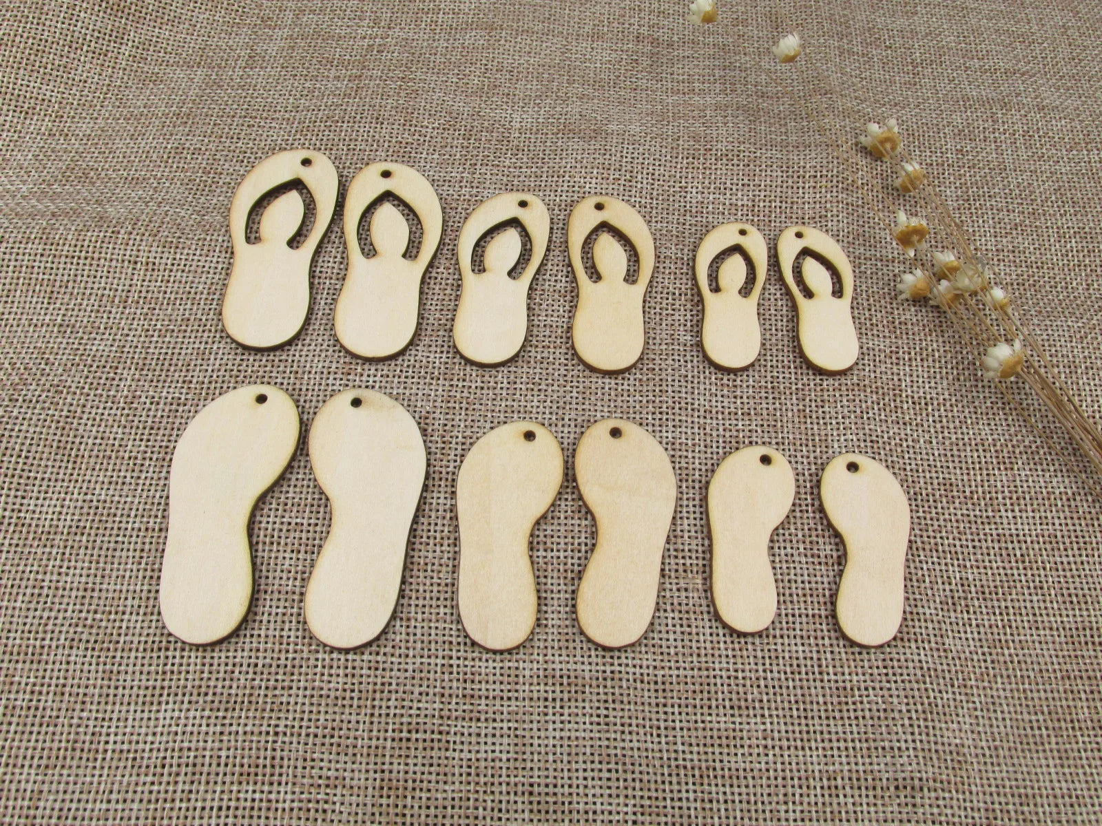 Unfinished Wooden Earrings Pendants Blank Beach Flip Flops Sandals Shape Cutout Jewelry Making DIY Ear ring Findings