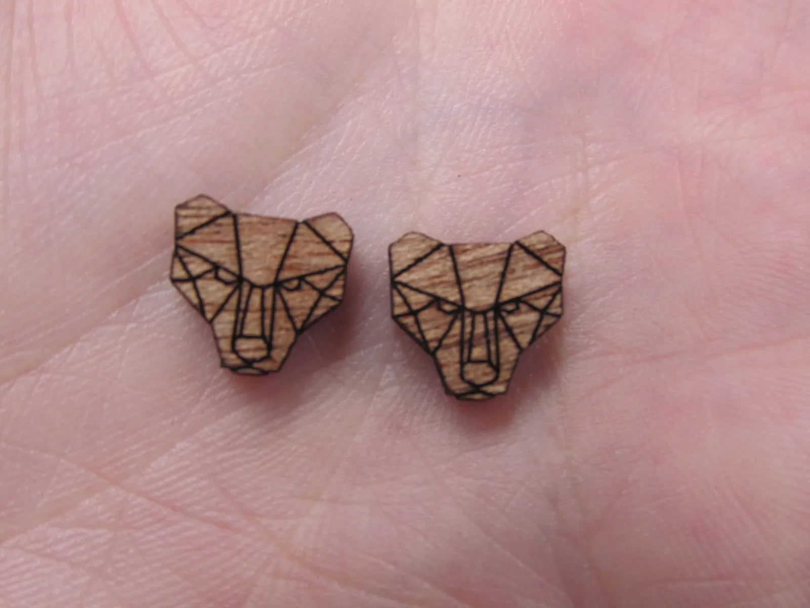 5 Pair Unfinished Woodland Blank Wild Animal Wooden Lion Cabochon Charms Wood Shape Cutouts For DIY Craft  Earring Stud