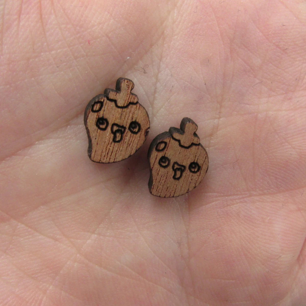 5 Pair Unfinished Blank Wooden Cabochon Wood Eggplant Chili Hot Pepper Pease Shape Cutouts For DIY Craft Earring Stud
