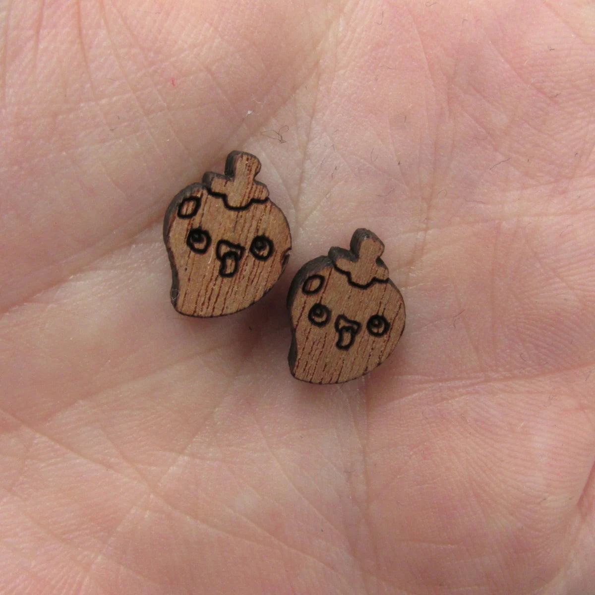 5 Pair Unfinished Blank Wooden Cabochon Wood Eggplant Chili Hot Pepper Pease Shape Cutouts For DIY Craft Earring Stud