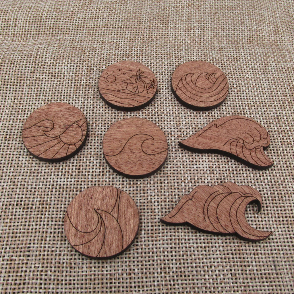 3 Pair Unfinished Beach Ocean Wooden Wave Shape Cutout For Brooches Pin Magnet Pendant Jewerly Diy Making