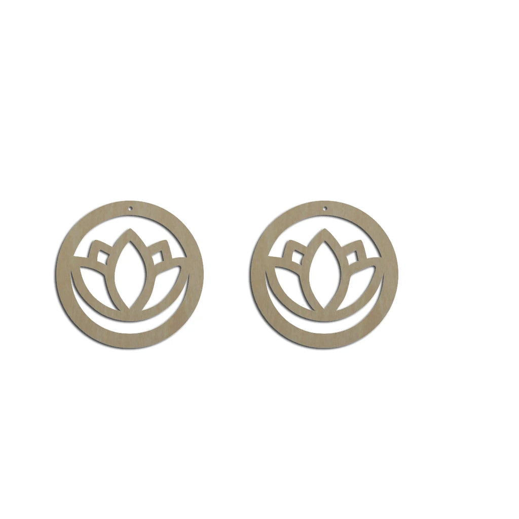 10pcs Unfinished Wood Blank Flower Lotus Circle Shape Macrame Earring Part Findings Wholesale For DIY Jewelry Making