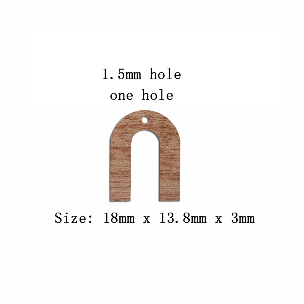 6pcs Unfinished 18mm x 13.8mm Blank Wooden U Semi Circle Post Stud Earring Connector Pendant for Jewelry Making