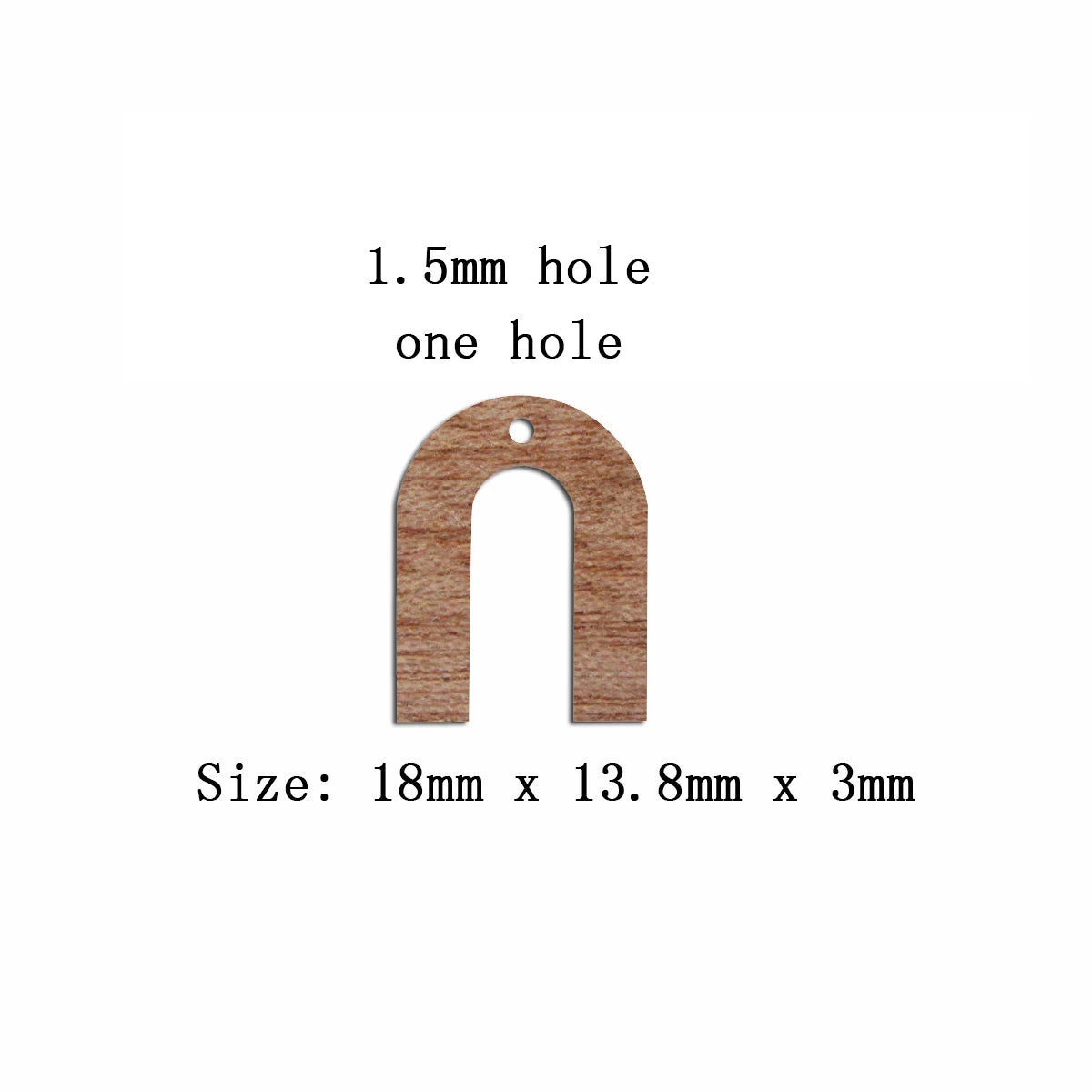 6pcs Unfinished 18mm x 13.8mm Blank Wooden U Semi Circle Post Stud Earring Connector Pendant for Jewelry Making