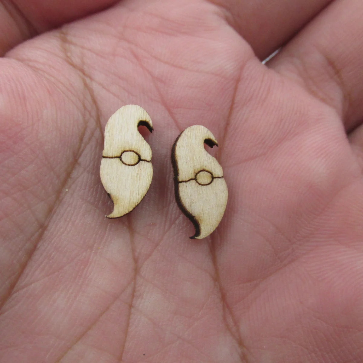 5 Pair Unfinished Blank Wooden Spring Gnome Cabochon Easter Post Wood Earrings Stud Handmade Jewelry Gift