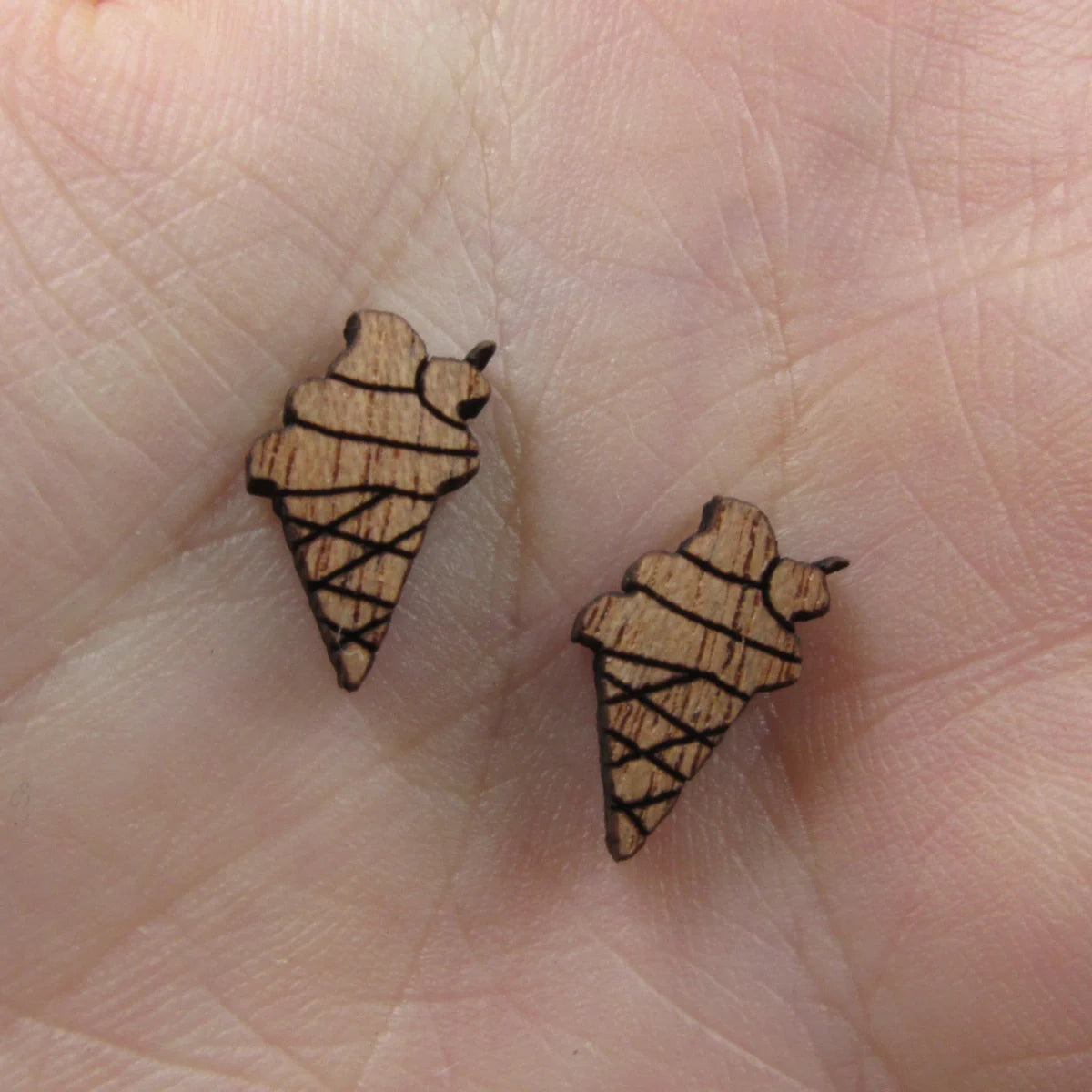 5 Pair Unfinished Blank Summer Beach Ice Cream Heart Wooden Cutout Shapes For DIY Stud Earrings Supplies