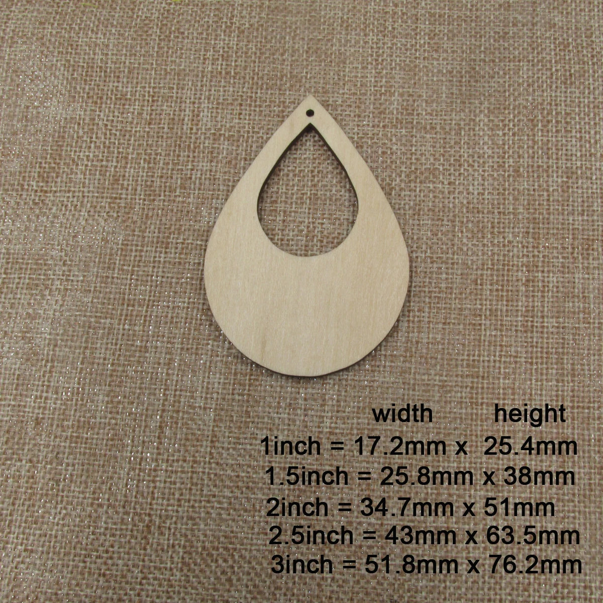 10pcs All Size DIY Unfinished Laser Cut Wood Earrings Blanks Wide Hollow Rounded Teardrop Shape For Jewelry
