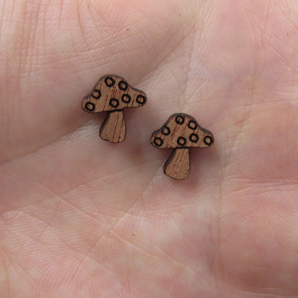 5 Pair Unfinished Blank Wooden Plants Mushroom Cabochon Wood Shape Cutouts For DIY Craft Earring Stud