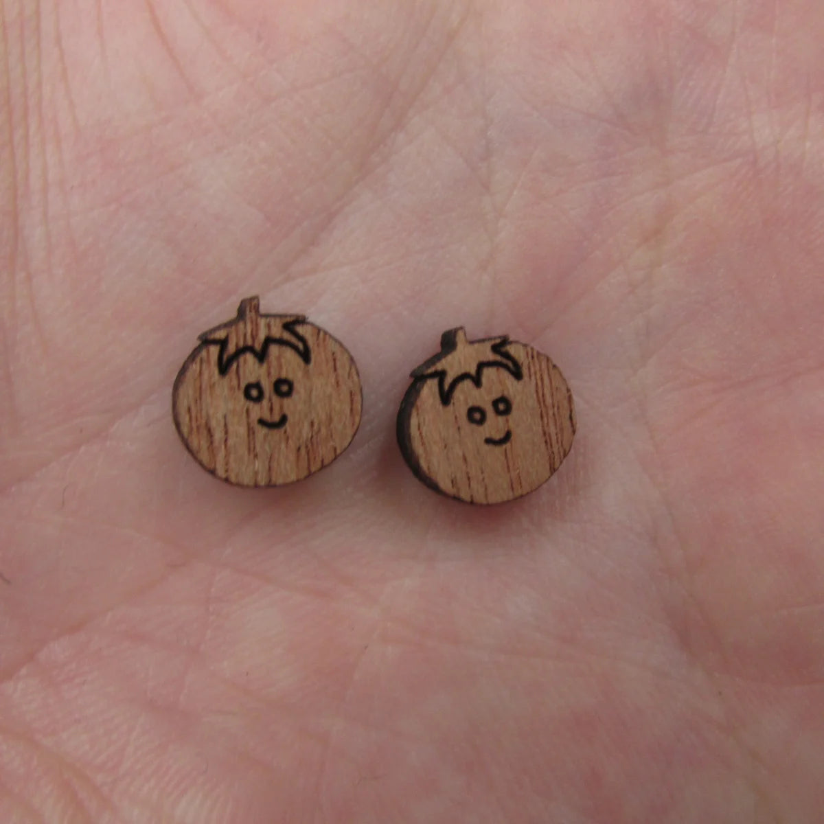 5 Pair Unfinished Blank Wooden Onions Tomato Potato Cabochon Wood Shape Cutouts For DIY Craft Earring Stud