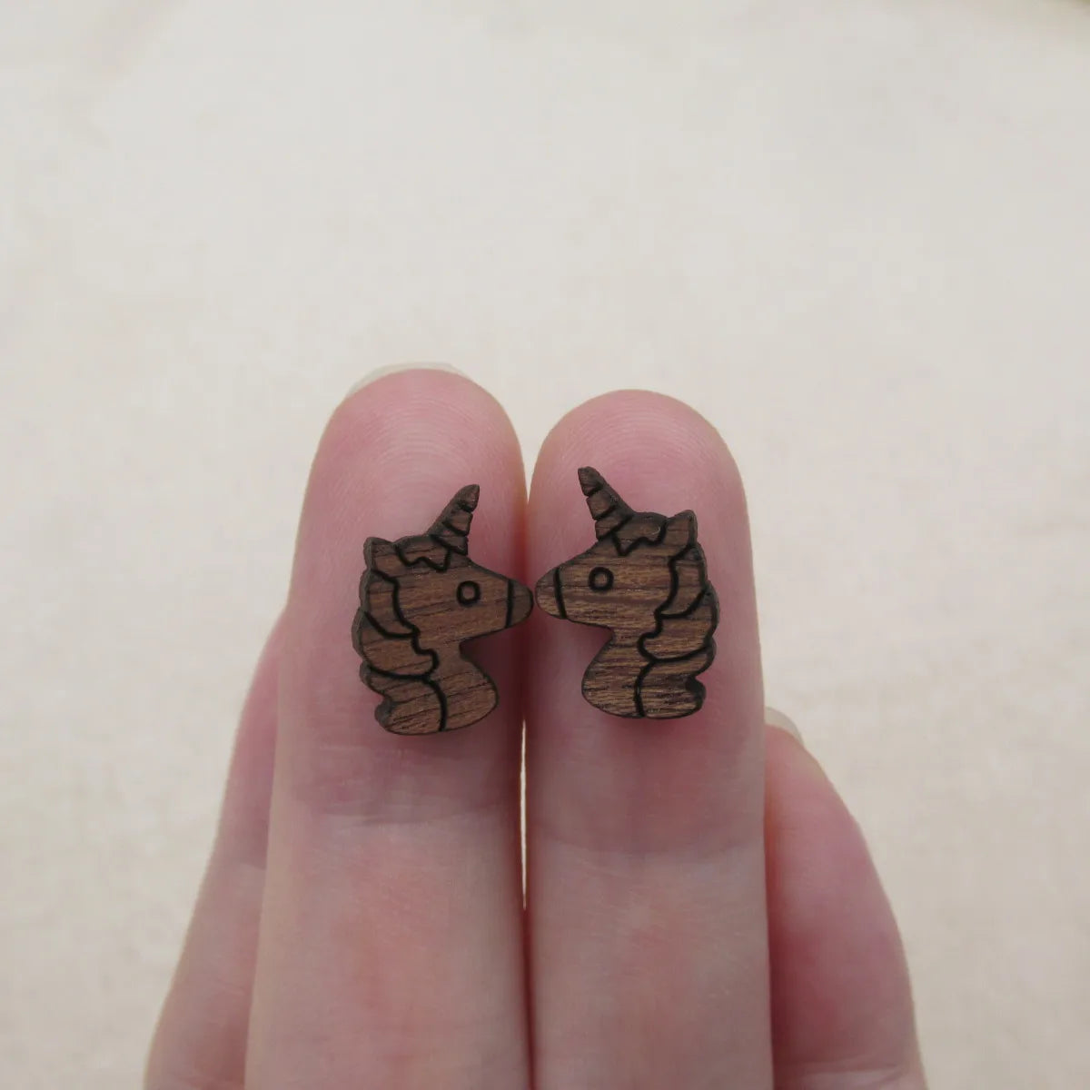 5 Pair Unfinished Wooden Cabochon Blank Animal Horse Charms Jewerly Accessory For DIY Handmade Earring Stud Pin