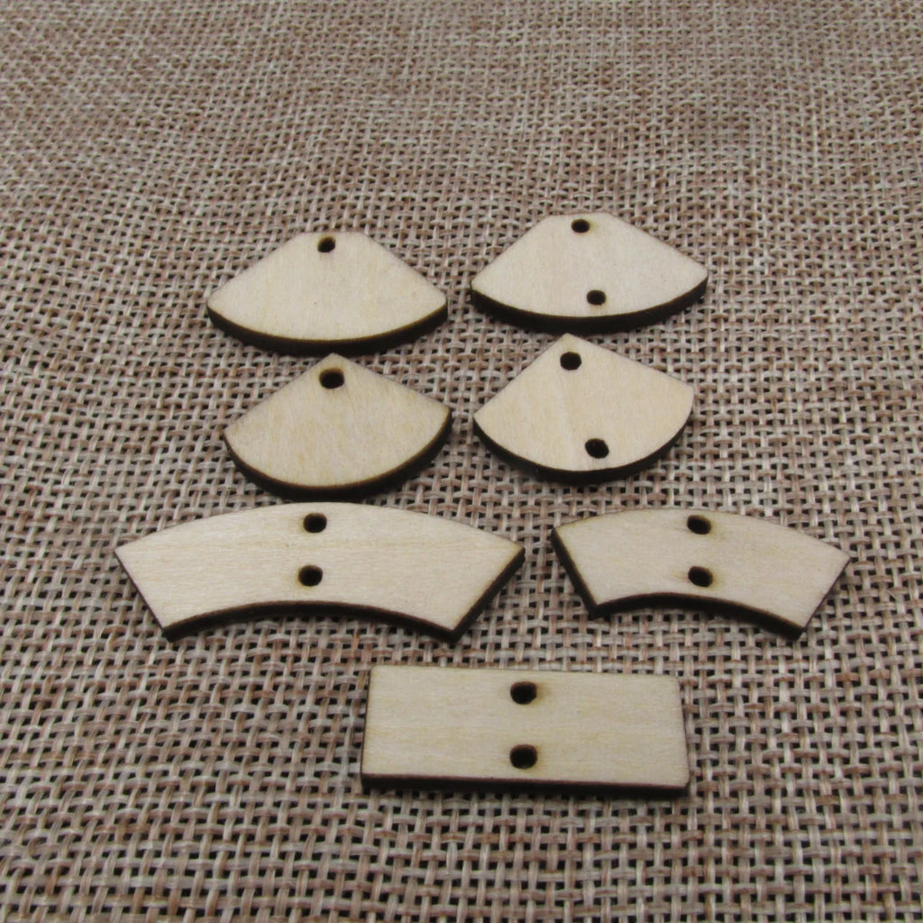 10 Pcs Unfinished Blank Wooden Geometric Rectangle Fan Arch Arc Shape Cutout Plywood Connector Jewelry Finding Supplies