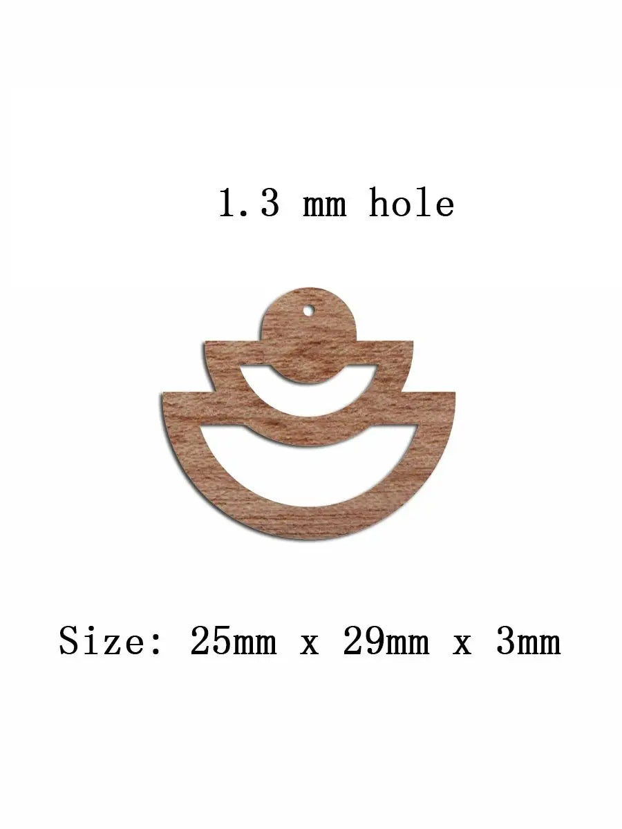 6pcs Unfinished Blank Wooden Geometric Double Half Circle Shape Wood Drop Earring Charms Pendant for DIY Jewelry Making