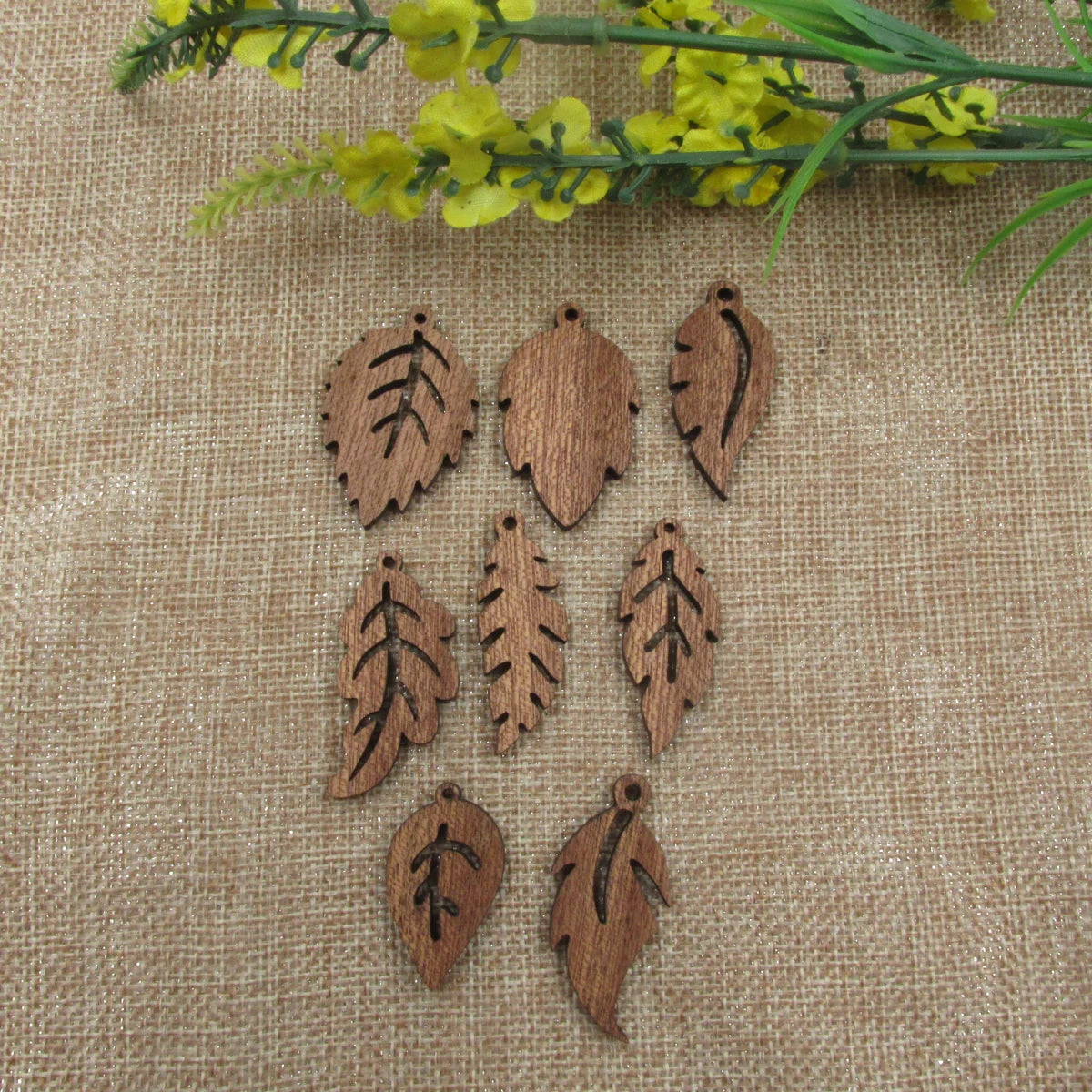 6pcs Unfinished Wood Leaf Charms Earring Wooden Feather Pendants For Jewelry Making DIY Handmade Craft