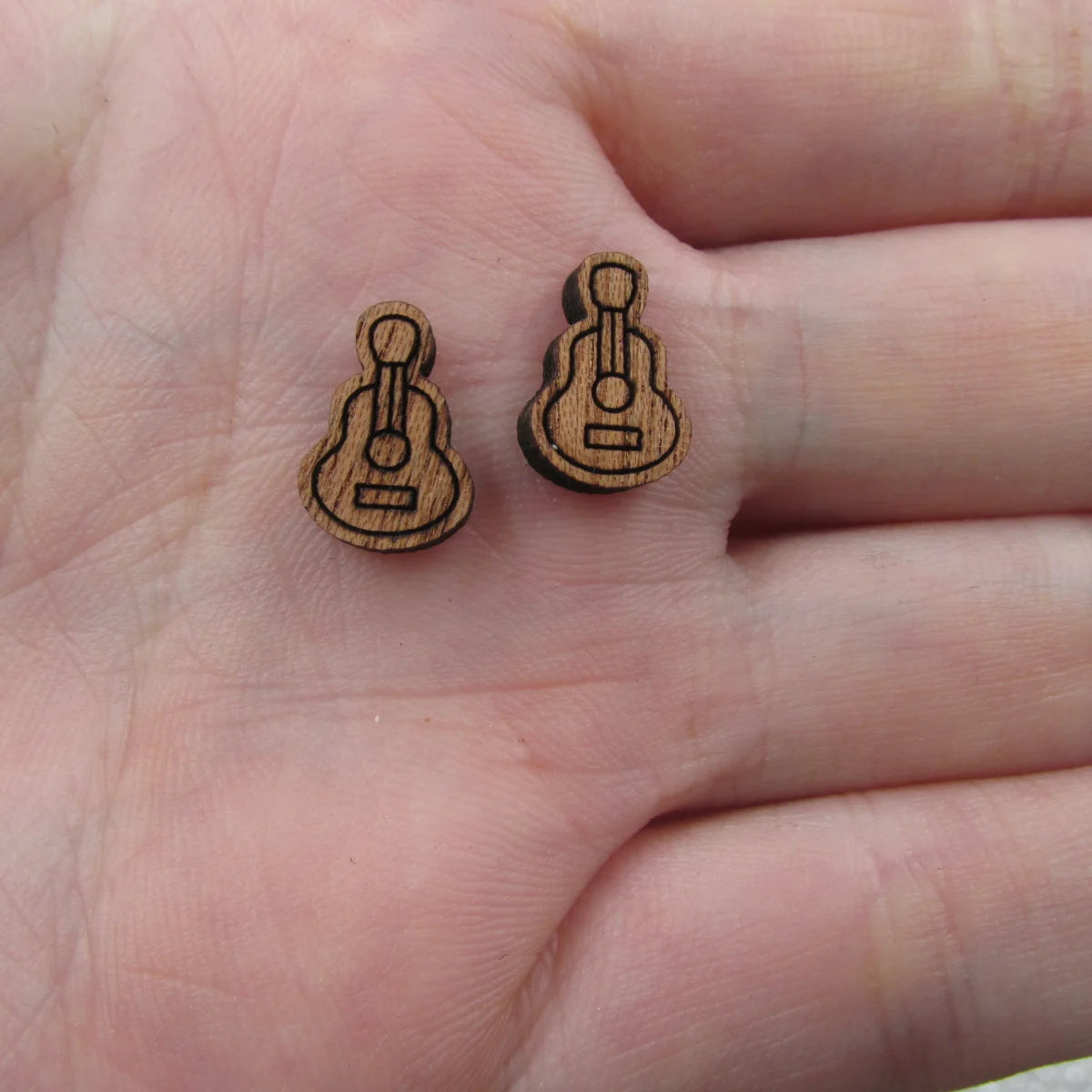 5 Pair Unfinished Blank Musical Wooden Music Note And Guitar Cabochon Charm Wood Shape Cutouts For DIY Craft  Earring