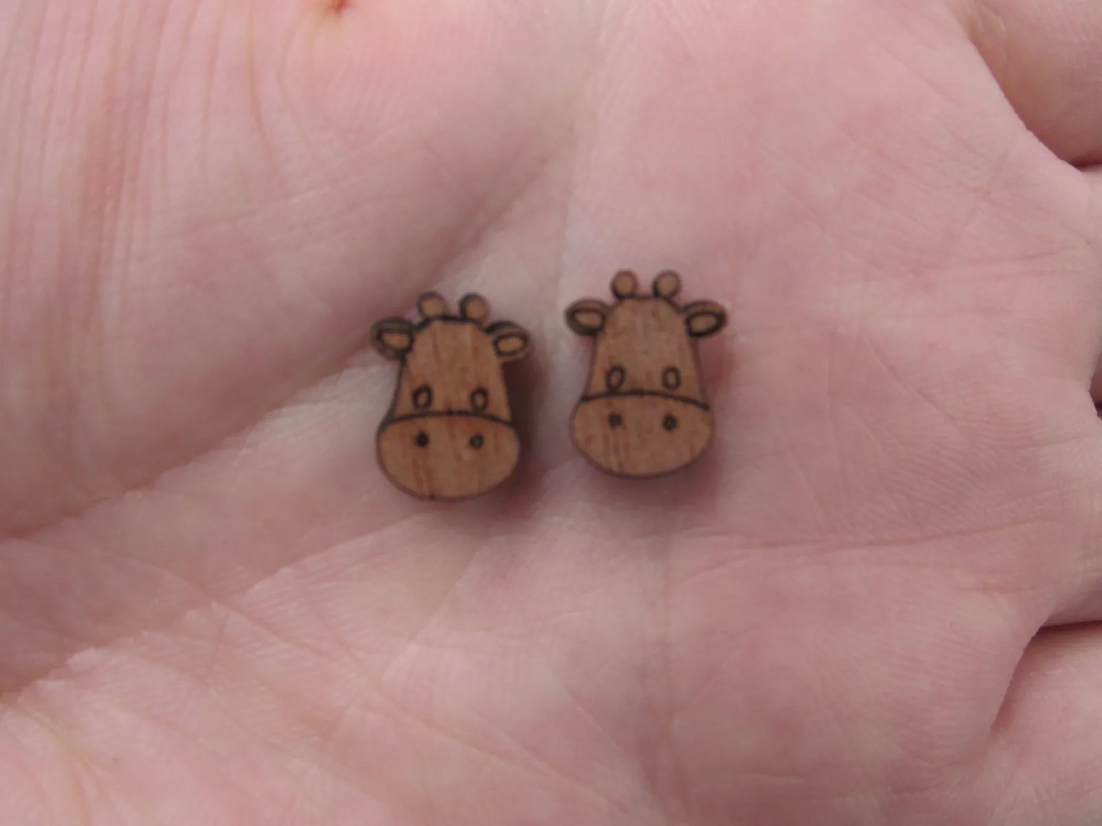 5 Pair Unfinished Woodland Blank Wild Animal Wooden Giraffe Cabochon Charms Wood Shape Cutouts For DIY Craft  Earring Stud