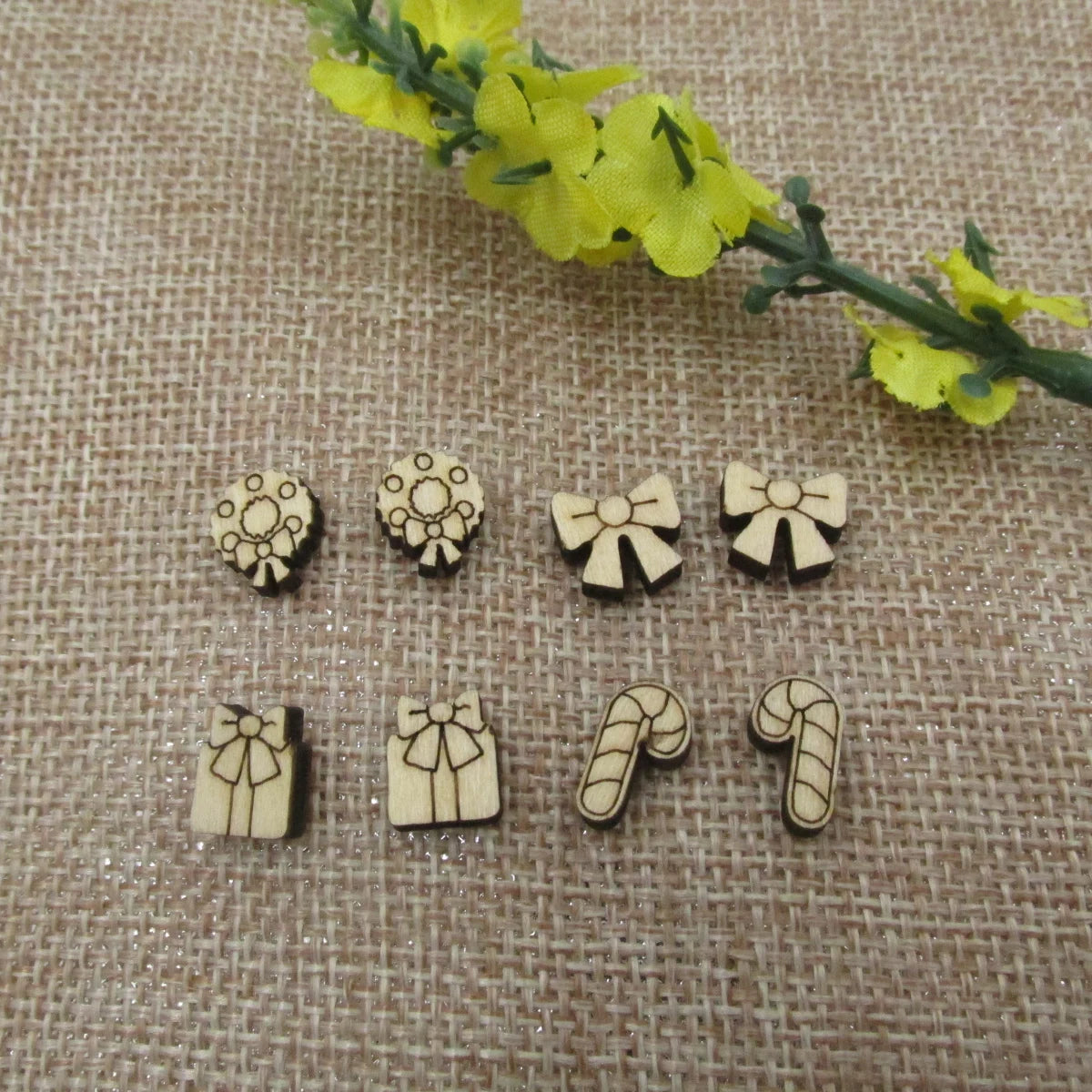 5 Pair Unfinished Blank Wooden Christmas Boho Bow Cabochon Wreath Candy Cane Post Christmas Gifts Boxes Wood Earrings Stud