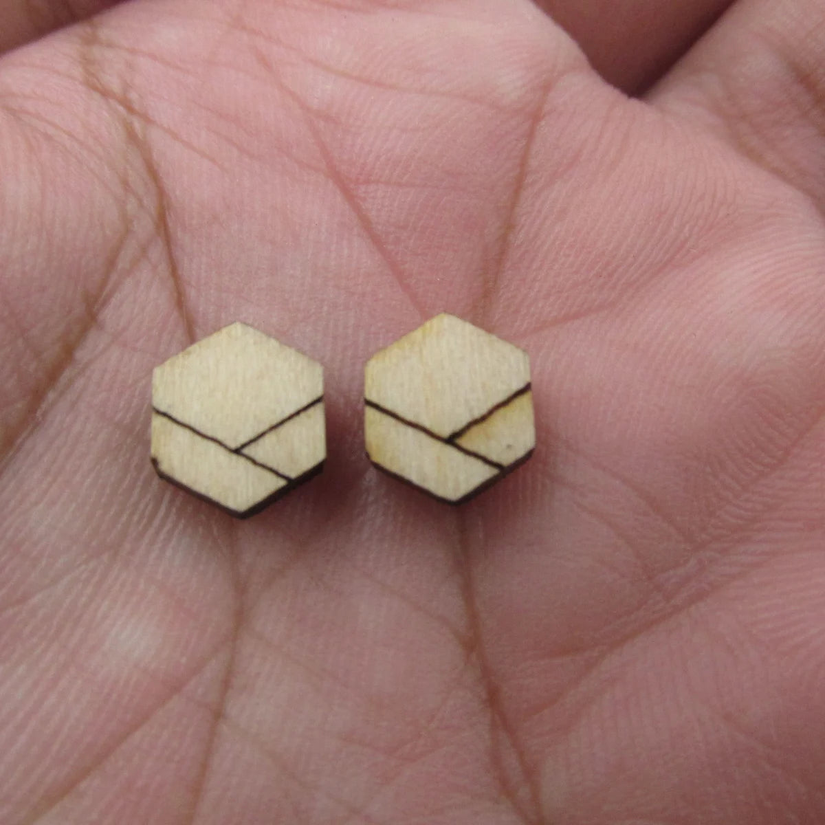 5 Pair Unfinished Blank Wooden Geometric Style Chevron Cabochon Post Mini Valentines Day Hatch Wood Ladies Earrings Stud