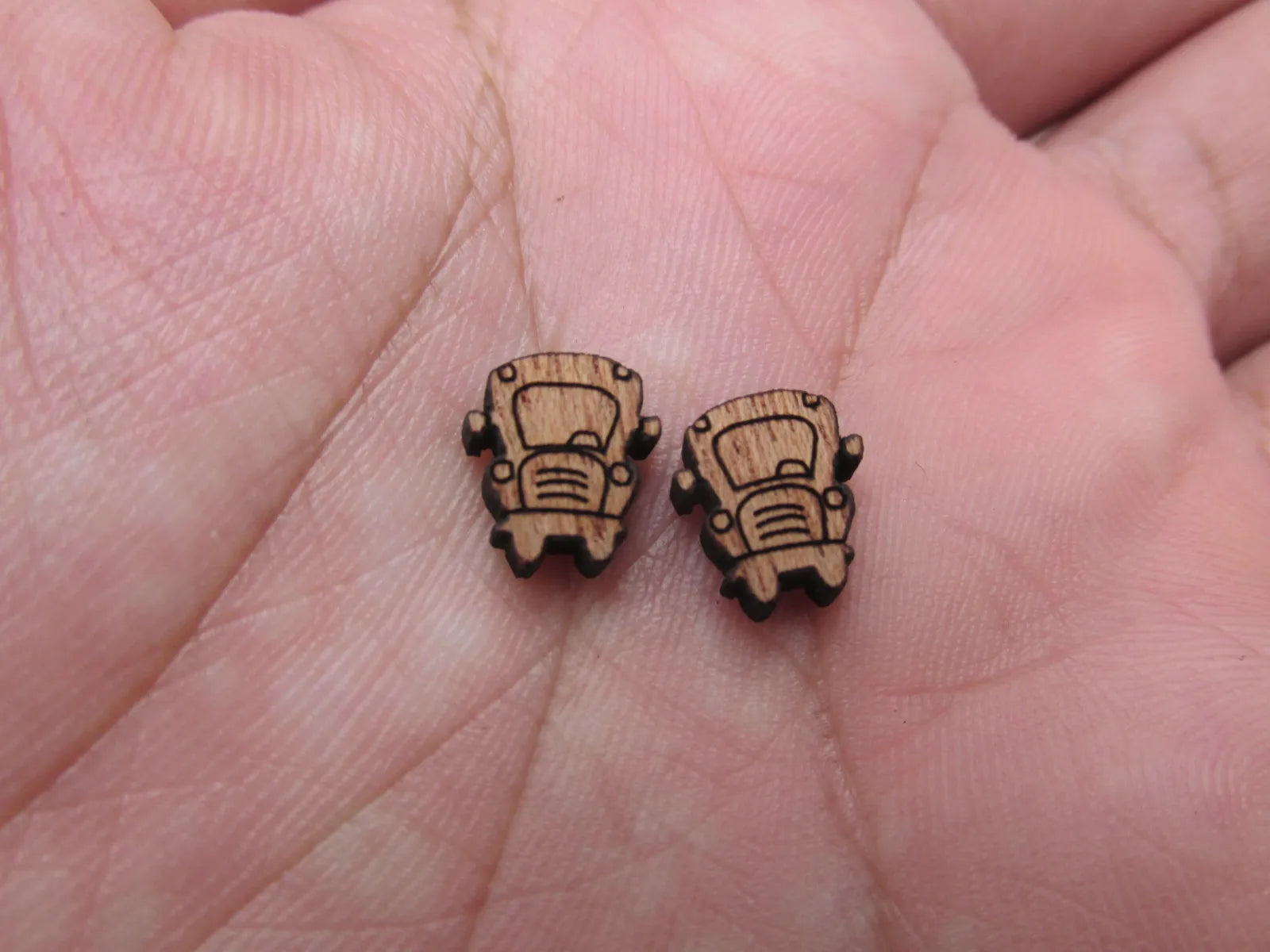 5 Pair Back to School Unfinished Blank Wood Cabochon Schools Bus Wooden Cutout Shapes For DIY Stud Earrings Supplies