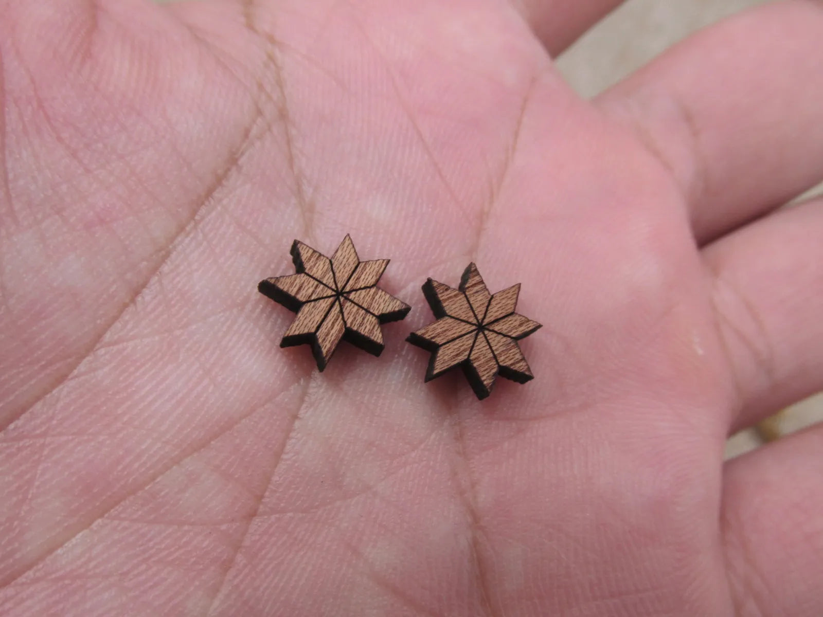 5 Pair Unfinished Blank MINI Wood Cabochon Christmas Snow Snowflakes Wooden Cutout Shapes For DIY Stud Earrings Supplies