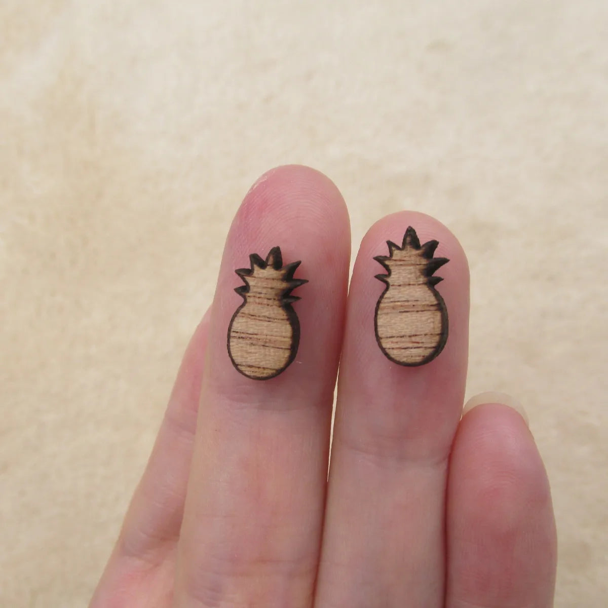 5 Pairs Unfinished Laser Engraved Wood Cabochon Shape Plants Pinapple Charms Wooden Jewerly Earrings Suppliers