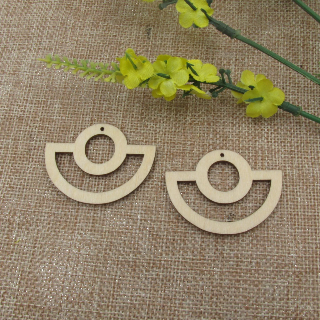 10pcs Unfinished Wooden Blanks Geometric Semi Circle Half Round Wood Macrame For DIY Earrings Findings Jewelry
