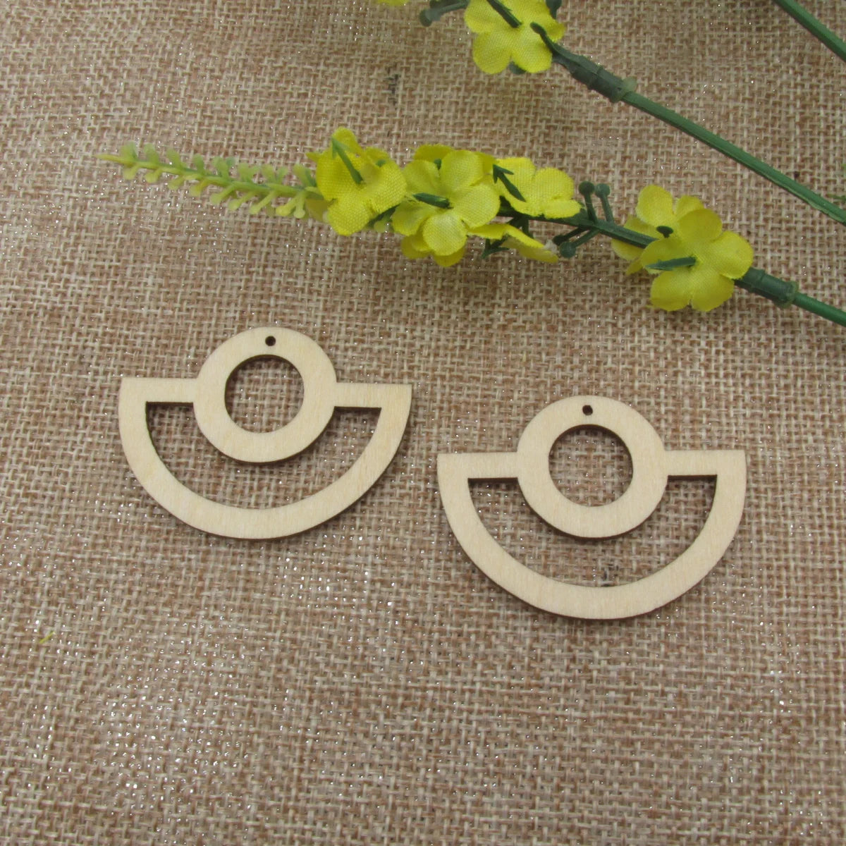 10pcs Unfinished Wooden Blanks Geometric Semi Circle Half Round Wood Macrame For DIY Earrings Findings Jewelry