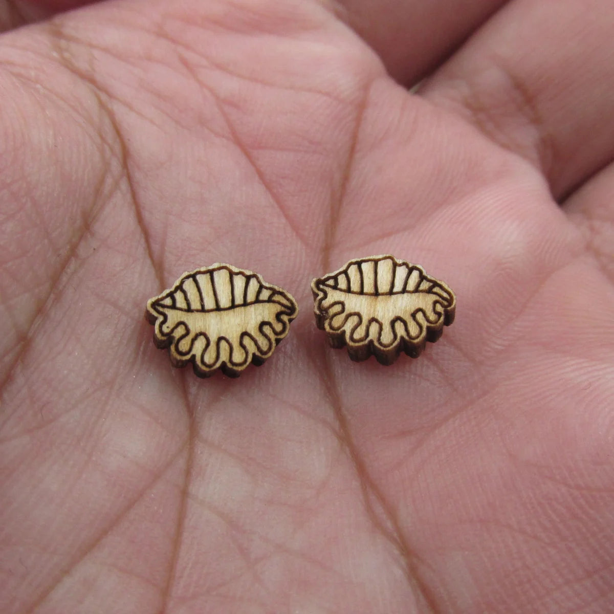 5Pair Unfinished Blank Wooden Summer Beach Seashell Round Conch Sheall Cabochon Post Sand Dollar Earrings Stud