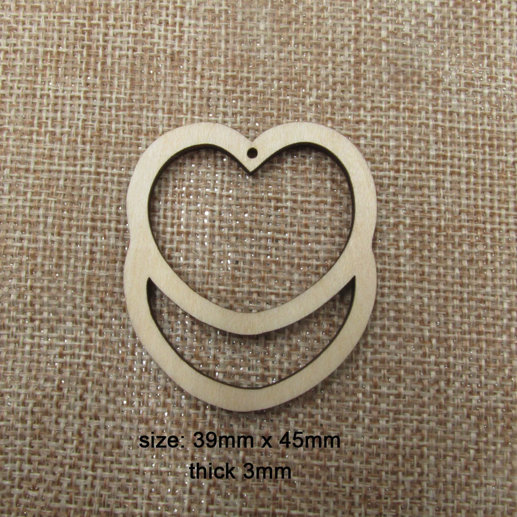 10pcs Unfinished Blanks Wooden Heart Macrame Double Heart Shape Cutout For Jewelry Findings Hoops Earring