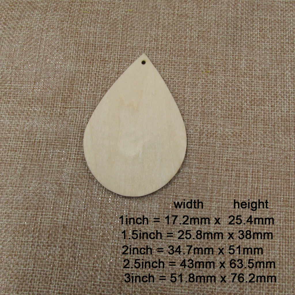 10pcs All Size DIY Unfinished Laser Cut Wood Earrings Blanks Wide Hollow Rounded Teardrop Shape For Jewelry