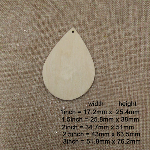 10pcs All Size DIY Unfinished Laser Cut Wood Earrings Blanks Wide Hollow Rounded Teardrop Shape For Jewelry