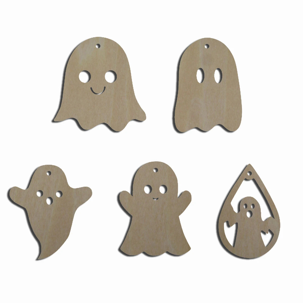 10pcs Bulk Unfinished Wooden Blank Holiday Halloween Ghost Cutout Shape For Spooky Horror Theme Earring