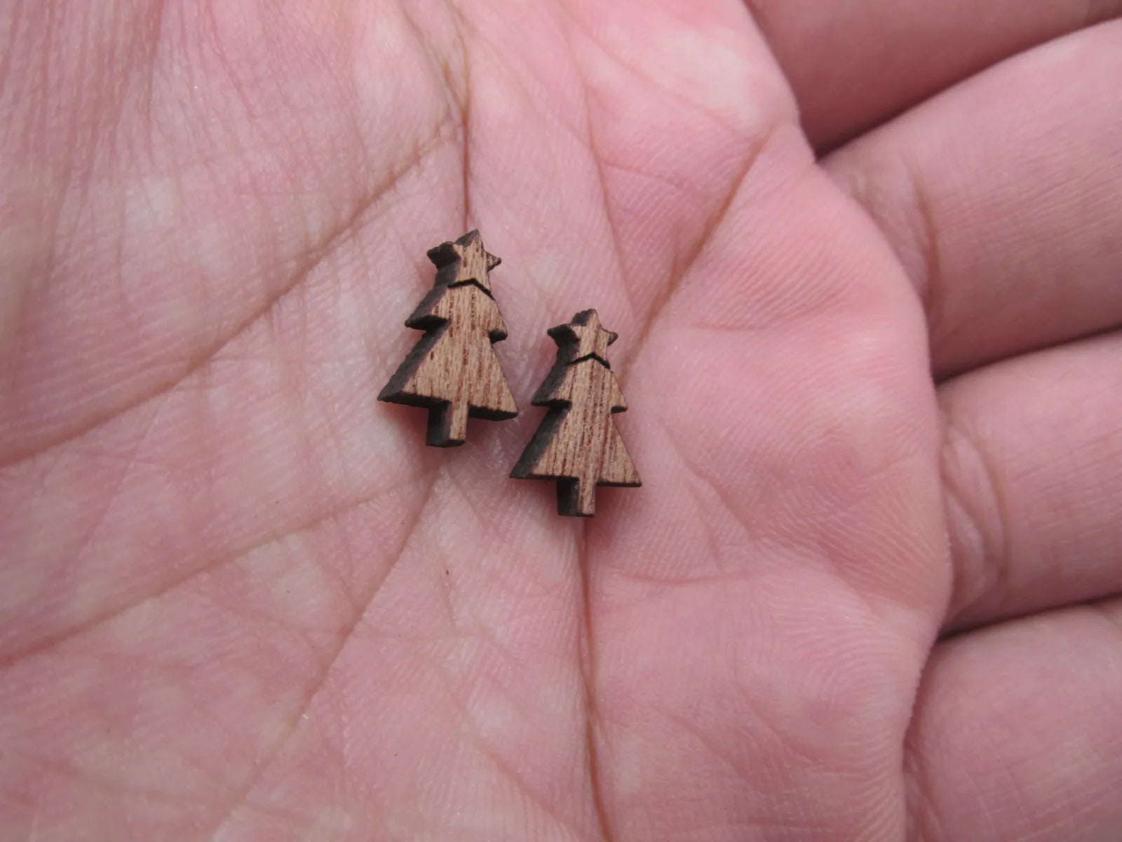 5 Pair Unfinished Blank MINI Wood Cabochon Christmas Tree Wooden Cutout Shapes For Paint Kit Craft  DIY Stud Earrings Supplies