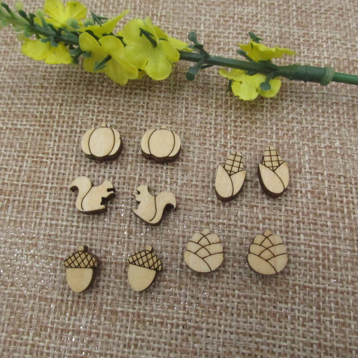 5 Pair Unfinished Blank Fall Wooden Squirrel and Acorn Cabochon Pinecone Post Corn Cob Pumpkin Wood Earrings Stud