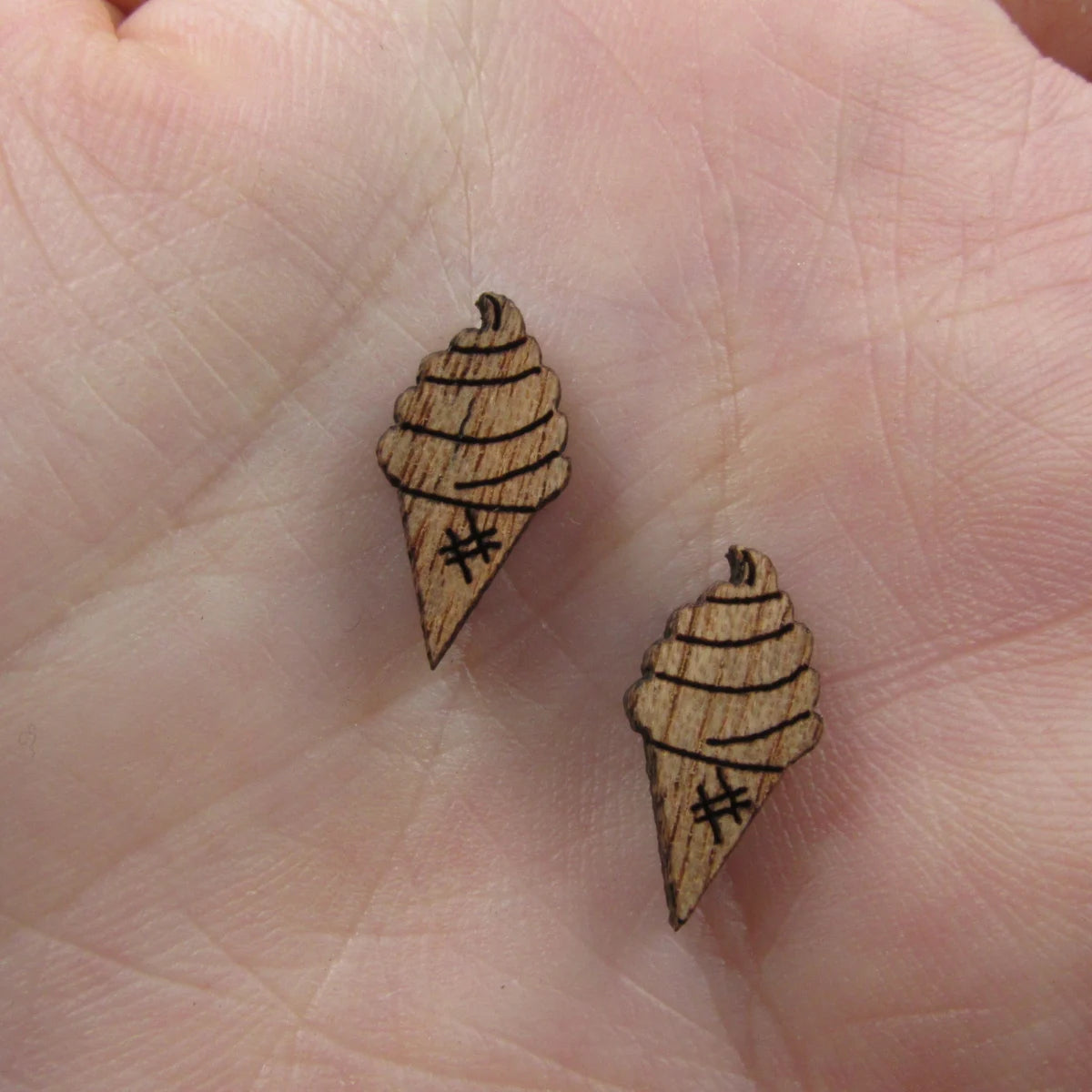5 Pair Unfinished Blank Summer Beach Ice Cream Heart Wooden Cutout Shapes For DIY Stud Earrings Supplies