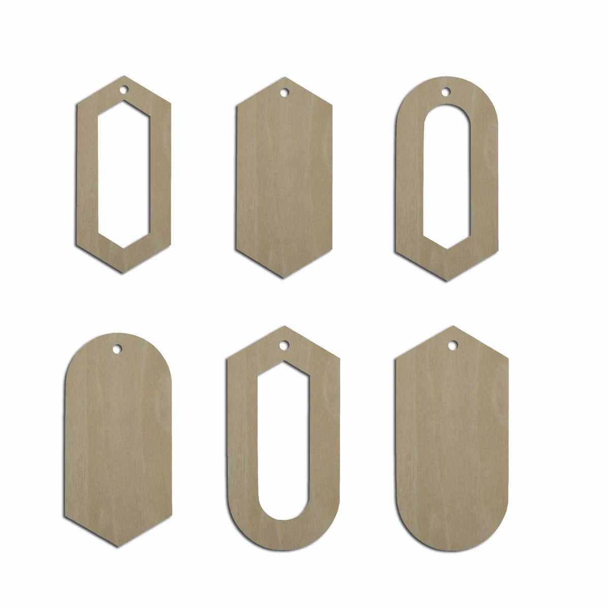 10pcs Laser Cut Unfinished Blank Wood Geometric Long Hexagon Cutout Shape Earring Pendant Jewelry Charm Finding