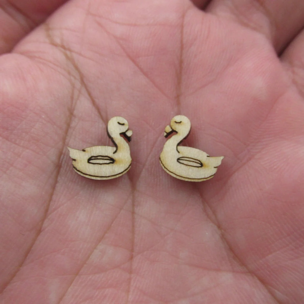 5 Pair Unfinished Blank Wood Flamingo Floatie Pool Cabochon Post Ladies Earrings Stud Jewerly Findings For Craft DIY Supplies
