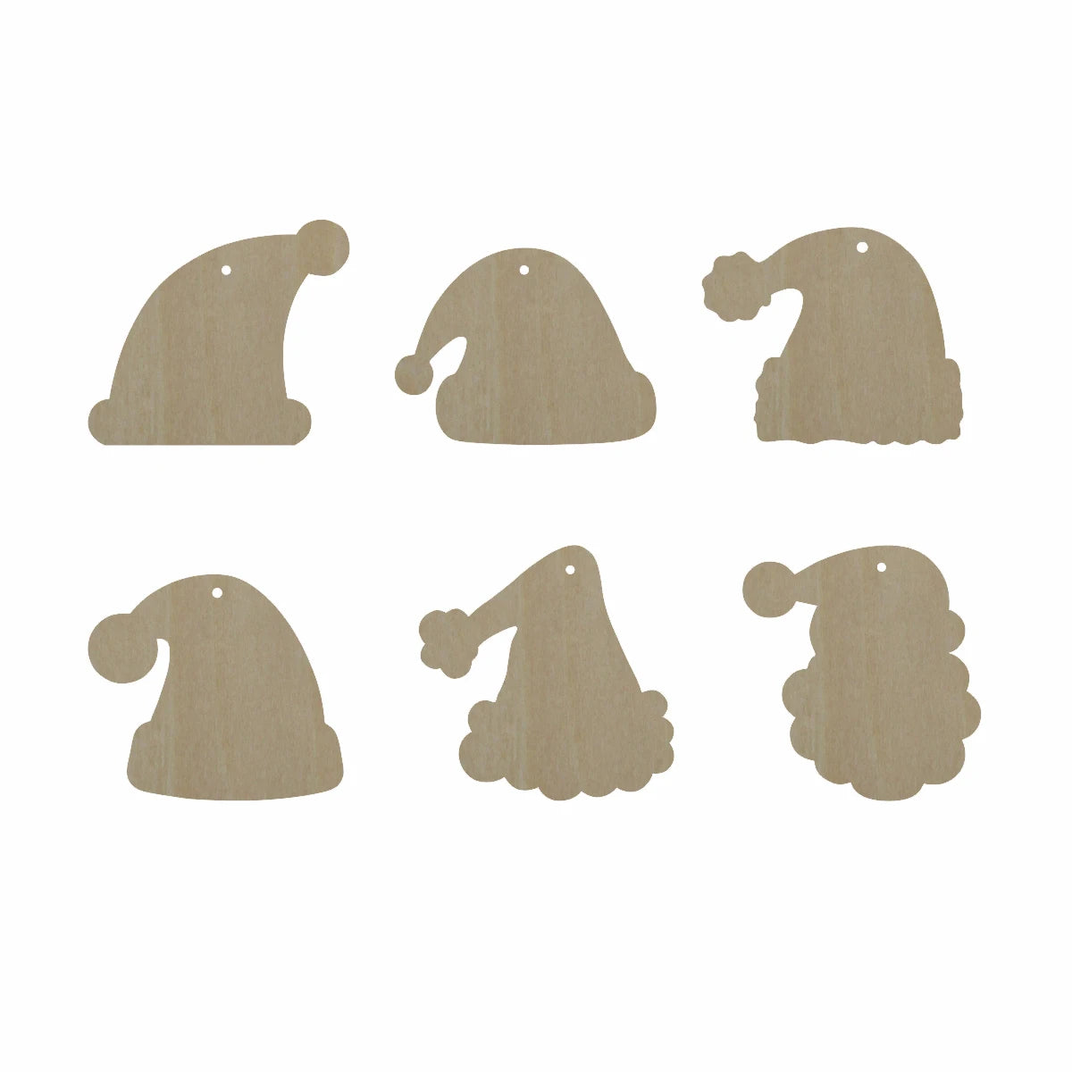 10pcs Bulk Unfinished Wooden Blank Christmas Santa Hat Head Cutout Shape For Hanging Dangle Earring Wood Jewelry Accessories