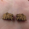 5 Pair Unfinished Blank Wide Animal Wood Koala Bear Wooden Cutout Shapes For DIY Stud Earrings Supplies