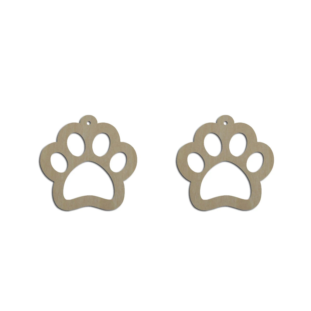10pcs Unfinished Wood Blank Home Animal Dog Paw Cutout Shape Macrame Earring Pendant Charms For DIY Jewelry Making