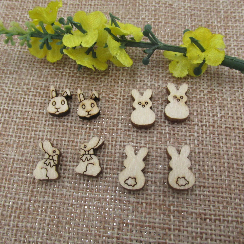 5 Pair Unfinished Blank Wooden Spring Rabbit Head Cabochon Easter Chocolate Bunny Post Wood Earrings Stud Handmade Jewelry Gift