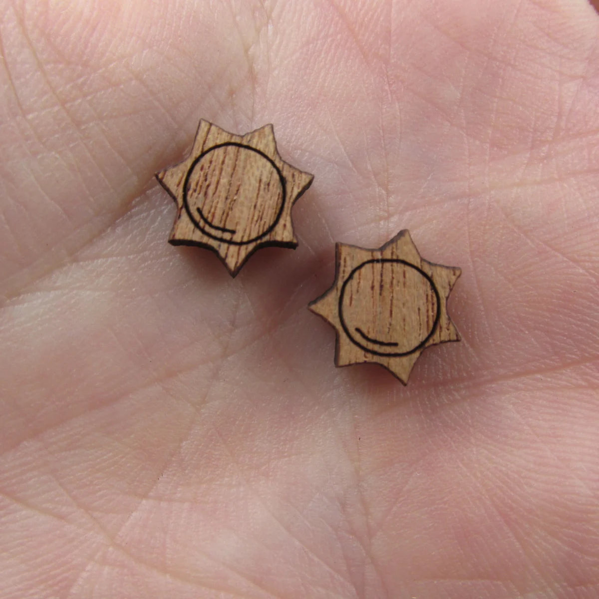 5 Pair Unfinished Blank Weather Wood Sun Wooden Cutout Shapes For DIY Stud Earrings Supplies