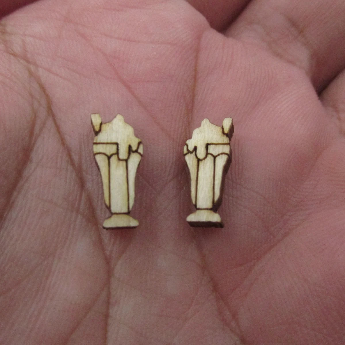 5 Pair Unfinished Blank Wooden Food Drink Tobasco Sauce Cabochon Margarita Post Milkshake Wood Beer Earrings Stud