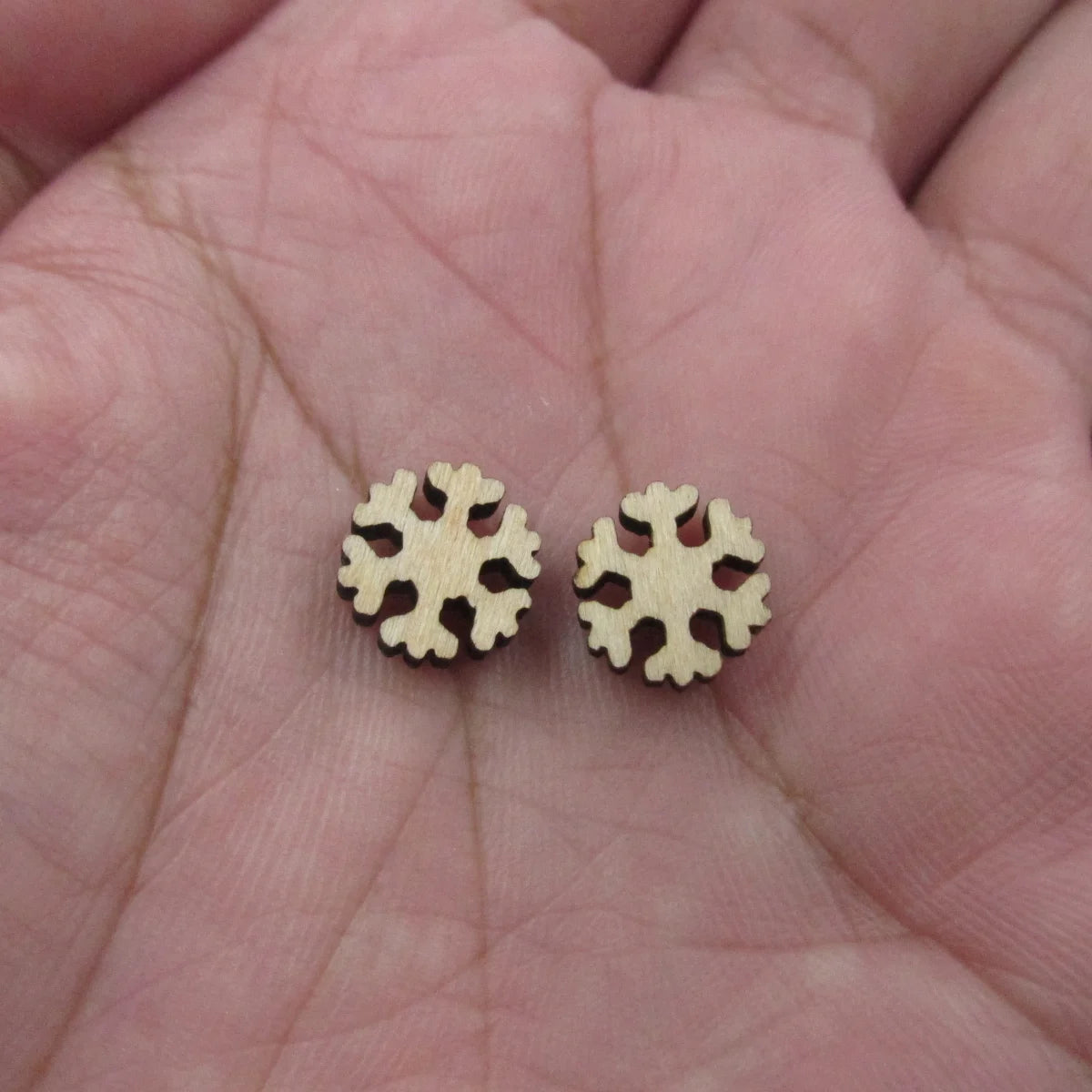 5 Pair Unfinished Blank Wooden Christmas Doll Bell Cabochon Snowflake Coal Post Mrs Claus Wood Earrings Stud Jewerly Finding